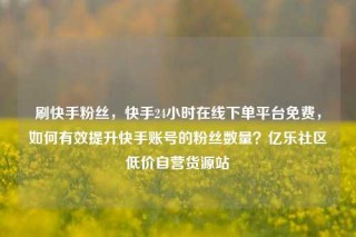 刷快手粉丝，快手24小时在线下单平台免费，如何有效提升快手账号的粉丝数量？亿乐社区低价自营货源站