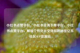 小红书点赞平台，小红书业务下单平台，小红书点赞平台，解锁个性化社交体验的秘密亿乐社区SUP货源站