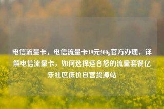 电信流量卡，电信流量卡19元200g官方办理，详解电信流量卡，如何选择适合您的流量套餐亿乐社区低价自营货源站