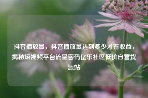 抖音播放量	，抖音播放量达到多少才有收益，揭秘短视频平台流量密码亿乐社区低价自营货源站  第1张