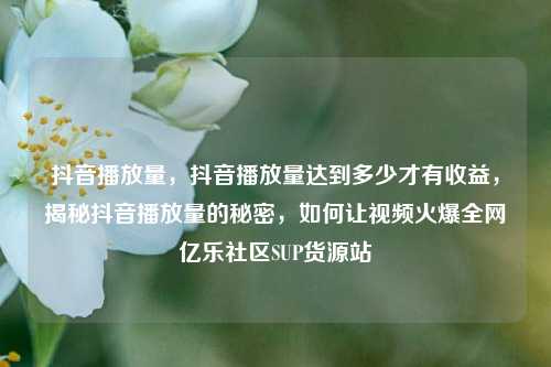 抖音播放量，抖音播放量达到多少才有收益	，揭秘抖音播放量的秘密，如何让视频火爆全网亿乐社区SUP货源站  第1张