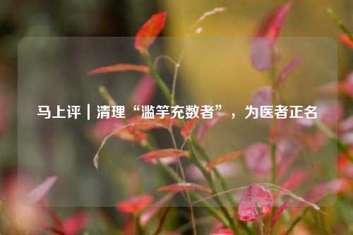 马上评｜清理“滥竽充数者”	，为医者正名  第1张