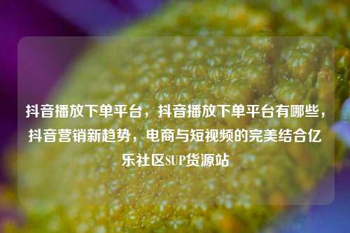 抖音播放下单平台	，抖音播放下单平台有哪些，抖音营销新趋势，电商与短视频的完美结合亿乐社区SUP货源站  第1张