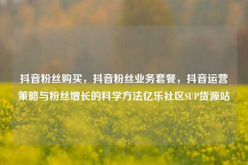 抖音粉丝购买	，抖音粉丝业务套餐，抖音运营策略与粉丝增长的科学方法亿乐社区SUP货源站  第1张