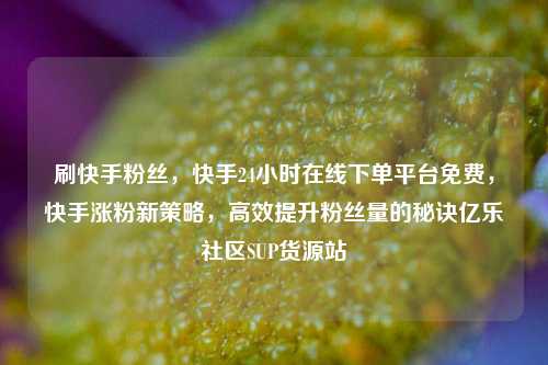 刷快手粉丝，快手24小时在线下单平台免费	，快手涨粉新策略，高效提升粉丝量的秘诀亿乐社区SUP货源站  第1张