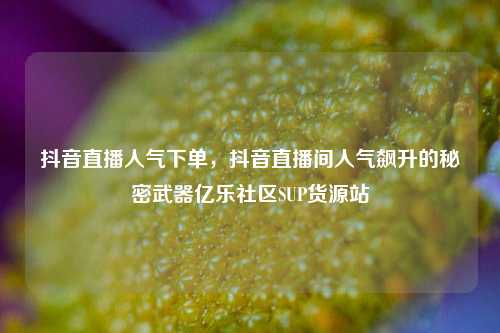 抖音直播人气下单，抖音直播间人气飙升的秘密武器亿乐社区SUP货源站  第1张